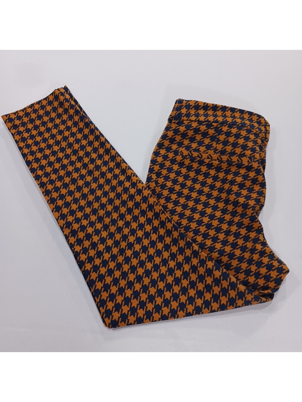 Old Navy 394337-13 Pixie Ankle Women's 6 (28×26) Orange/Black Houndstooth Pants